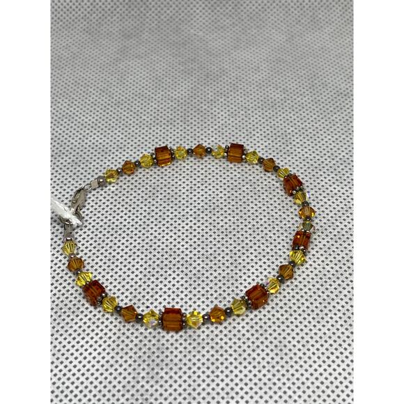 Light & Dark Topaz Gold Accent - Handcrafted Austrian Crystal Beads Bracelet - Picture 3 of 3